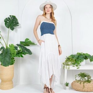 Handkerchief Hem Mid-Length
Dress with Patches New